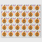 Halloween Birthday Orange Pumpkin Geschenkpapier (Flach)