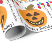Halloween Birthday Orange Pumpkin Geschenkpapier (Rolleneckpunkt)
