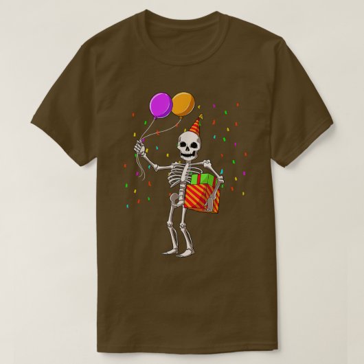 Halloween Birthday Party Outfit Skeleton Birthday T-Shirt (Design vorne)