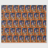 Halloween Birthday Personalize Name Cat Hexen Geschenkpapier (Flach)