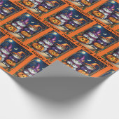 Halloween Birthday Personalize Name Cat Hexen Geschenkpapier (Ecke)