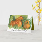 Halloween Birthday Pumpkin Patch Watercolor Karte (Gelbe Blume)