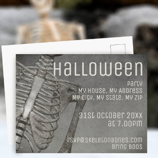Halloween Birthday Spooky Skeleton Party Postkarte