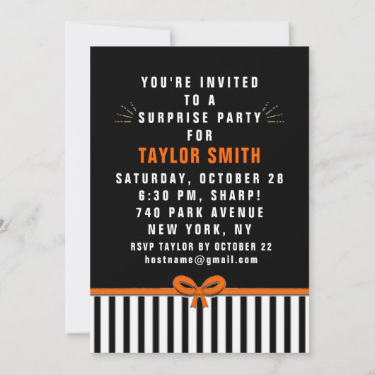 Halloween Birthday Surprise Party Einladung (Rückseite)