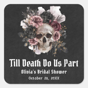 Halloween Bis dass der Tod uns scheidet Brautparty Quadratischer Aufkleber