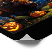 Halloween Bison Starry Night Poster (Ecke)