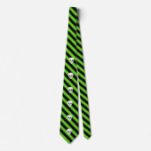Halloween Black and Green Stripes Muster Krawatte (Vorderseite)