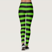 Halloween Black and Green Stripes Muster Leggings (Rückseite)