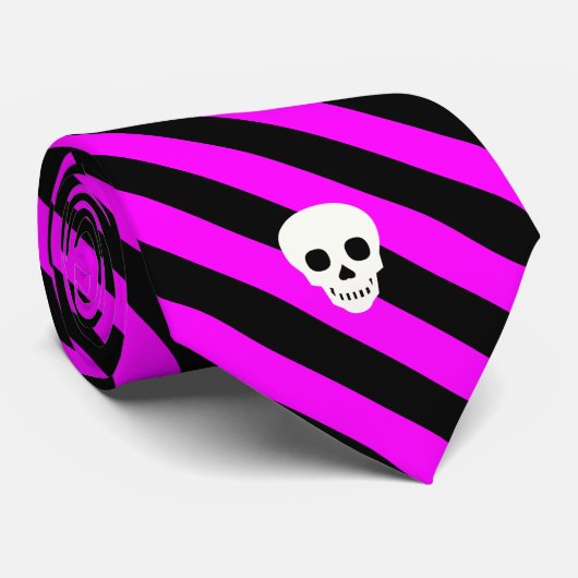 Halloween Black and Hot Pink Stripes Pattern Krawatte (Gerollt)