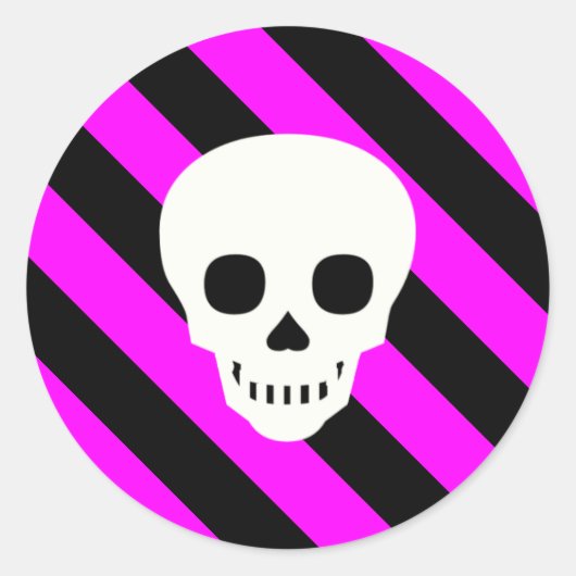 Halloween Black and Hot Pink Stripes Pattern Runder Aufkleber (Vorderseite)
