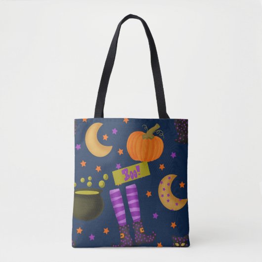 Halloween Black and Lila Whimsical Pattern Tasche (Vorderseite)