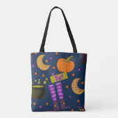 Halloween Black and Lila Whimsical Pattern Tasche (Rückseite)