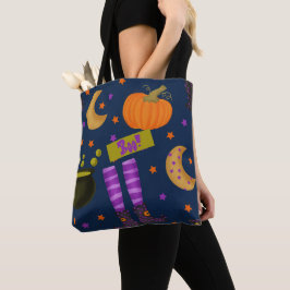 Halloween Black and Lila Whimsical Pattern Tasche