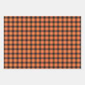 Halloween Black and Orange Checked Kariert Gingham Geschenkpapier Set (Vorderseite)
