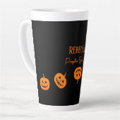 Halloween Black and Orange Pumpkin Spice Latte Tas Milchtasse (Linke Ecke)