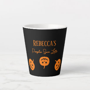 Halloween Black and Orange Pumpkin Spice Latte Tas Milchtasse