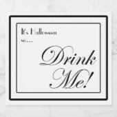 Halloween Black and White Apothecary Drink Me! Alkoholflaschenetikett (Einzelnes Label)
