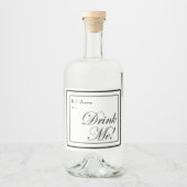 Halloween Black and White Apothecary Drink Me! Alkoholflaschenetikett (Vorderseite)