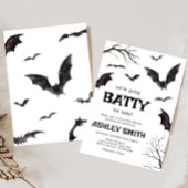 Halloween Black and White Bats Babydusche Einladung
