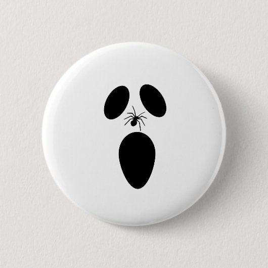 Halloween Black and White Beängstigend Ghost Face Button (Vorderseite)