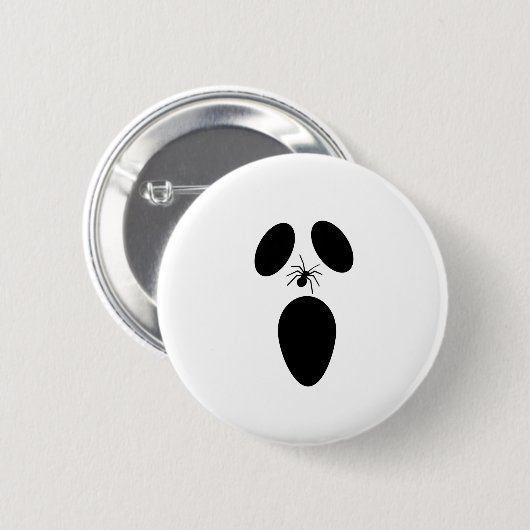Halloween Black and White Beängstigend Ghost Face Button (Vorne & Hinten)
