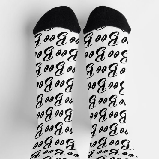 Halloween Black and White boo text pattern Socken (Oben)