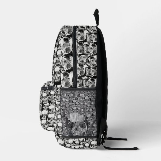 Halloween Black and White Dead Skulls Beängstigend Bedruckter Rucksack (Rechts)