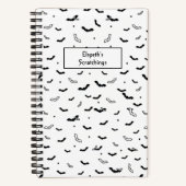 Halloween Black and White Flying Bats Muster Notizblock (Vorderseite)