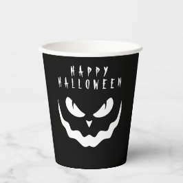 Halloween Black and White Pumpkin Creepace Pappbecher