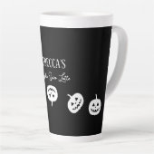Halloween Black and White Pumpkin Spice Latte Tass Milchtasse (Rechte Ecke)