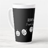 Halloween Black and White Pumpkin Spice Latte Tass Milchtasse (Linke Ecke)