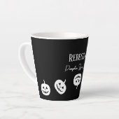 Halloween Black and White Pumpkin Spice Latte Tass Milchtasse (Linke Ecke)