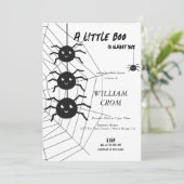 Halloween Black and White Spider Web Babydusche Einladung (Stehend Vorderseite)