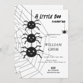 Halloween Black and White Spider Web Babydusche Einladung (Vorne/Hinten)