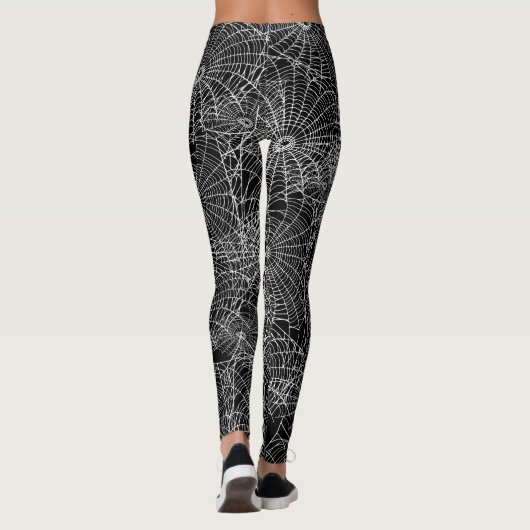Halloween Black and White Spider Web Leggings (Rückseite)