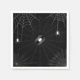 Halloween Black and White Spider Web Serviette