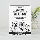 Halloween Black and White Spooky Ghosts Geburtstag Einladung (Stehend Vorderseite)