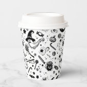 Halloween Black and White Spooky Lineart Geburtsta Pappbecher (Vorderseite)