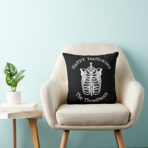 Halloween Black and White Spooky Skeleton Kissen