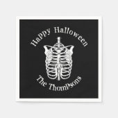 Halloween Black and White Spooky Skeleton Serviette (Vorderseite)