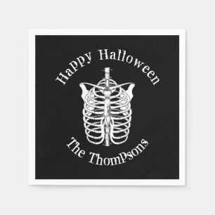 Halloween Black and White Spooky Skeleton Serviette