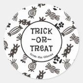 Halloween Black and White Trick oder Treat Runder Aufkleber (Vorderseite)