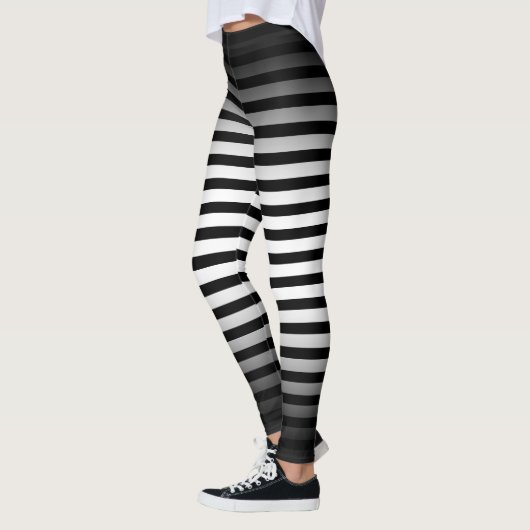 Halloween Black and white vertical stripes ombre Leggings (Links)
