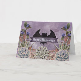 Halloween Black Bat Floral Karte