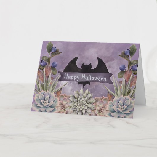 Halloween Black Bat Floral Karte