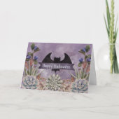 Halloween Black Bat Floral Karte (Vorderseite)