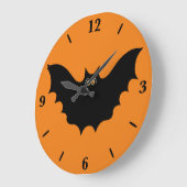 Halloween Black Bat Large Round Wall Clock Große Wanduhr (Winkel)