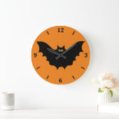 Halloween Black Bat Large Round Wall Clock Große Wanduhr (Zuhause)