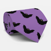 Halloween Black Bat Lila Neck Tie Krawatte (Gerollt)