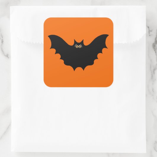 Halloween Black Bat Lila Schürze Quadratischer Aufkleber (Tasche)